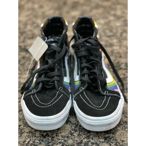 Vans Men's Sk8-Hi Refract Black True White Multi Canvas Suede shoes Size 9.5 - Picture 2 of 6